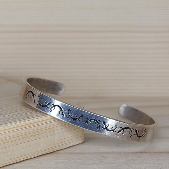 Rhonda Jack Jewelry - Vintage Sterling Silver Rhonda Jack Navajo Lizard Cuff Bracelet 13.5g Signed